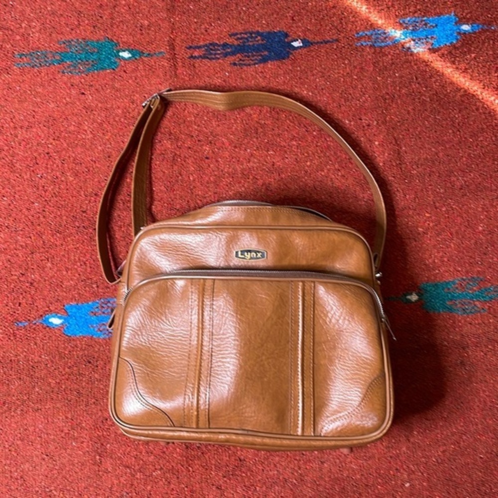 Lynx Vintage Brown Synthetic Leather Unisex Messanger Travel‎ Retro Luggage